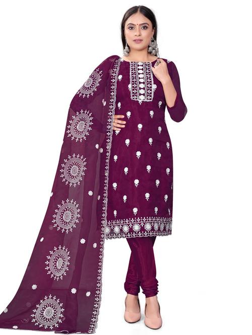 embroidered unstitched suit set - 20193536 - Very Small Image - 1
