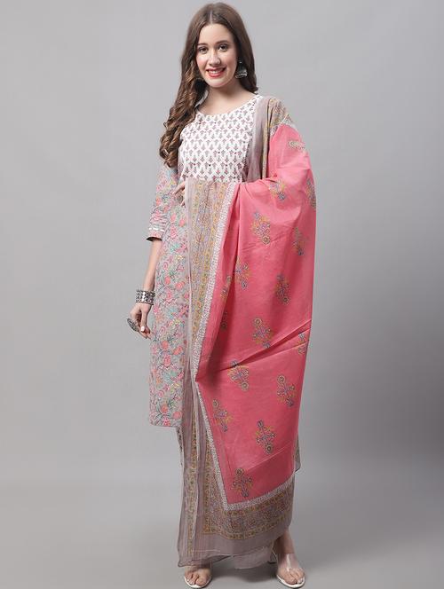 printed kurta pant set with dupatta - 20194244 - Very Small Image - 1