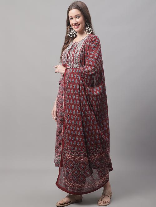 printed kurta pant set with dupatta - 20194252 - Very Small Image - 1