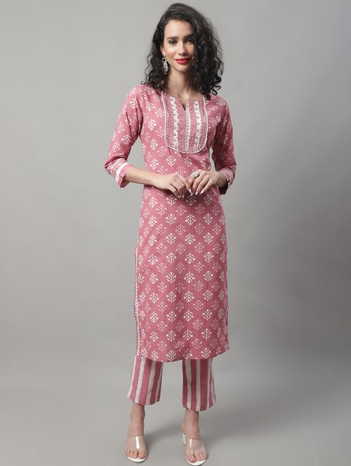 pink kurta pant set with dupatta - 20194281 - Very Small Image - 1