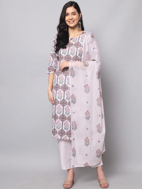white kurta pant set with dupatta - 20194307 - Very Small Image - 1