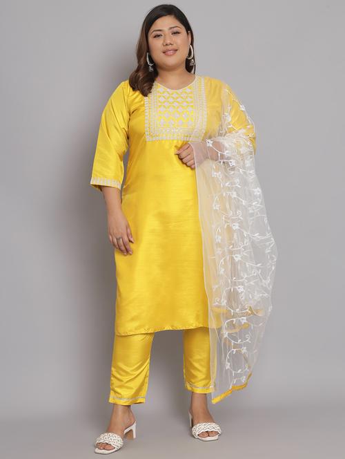 embroidered kurta pant set with dupatta - 20194518 - Very Small Image - 1