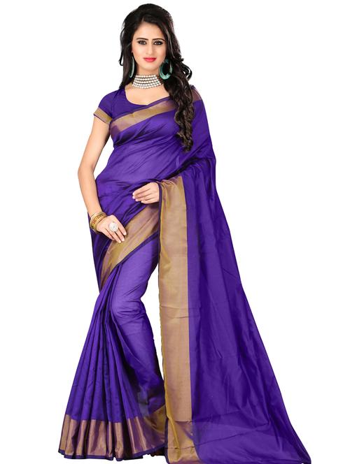 purple solid with bordered saree - 20194701 - Very Small Image - 1
