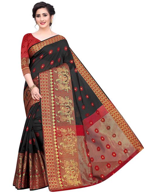 self design woven saree with blouse - 20194907 - Very Small Image - 1