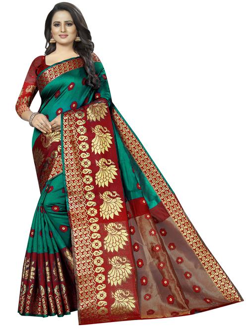 self design woven saree with blouse - 20194926 - Very Small Image - 1