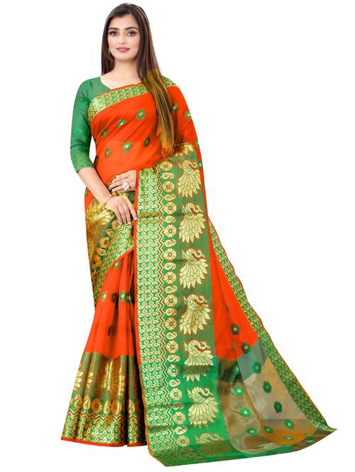 self design banarasi saree with blouse - 20194942 - Very Small Image - 1