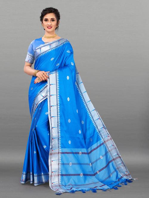 women's self design light blue colored saree - 20195033 - Very Small Image - 1
