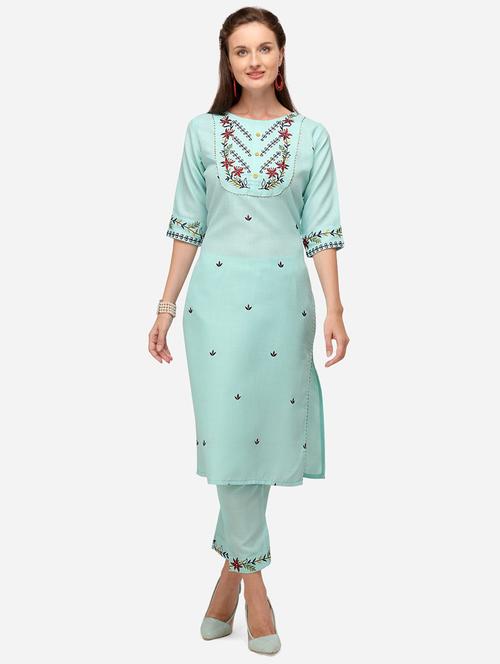 embroidered kurta pant set - 20195294 - Very Small Image - 1
