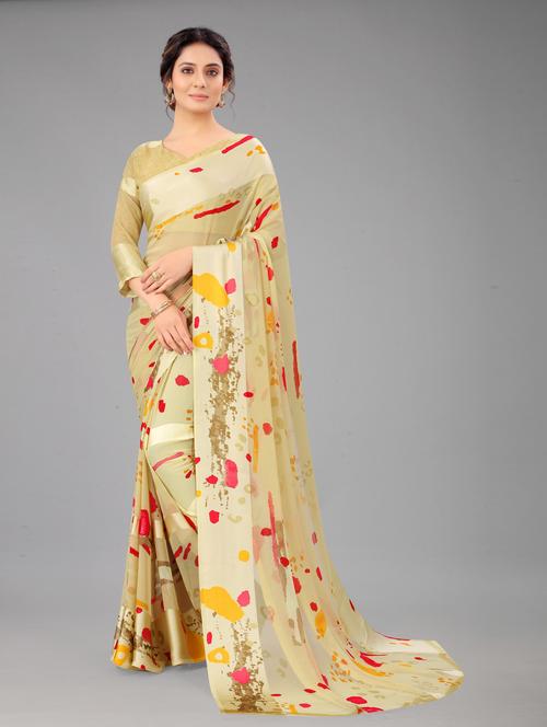 printed saree with blouse - 20195459 - Very Small Image - 1