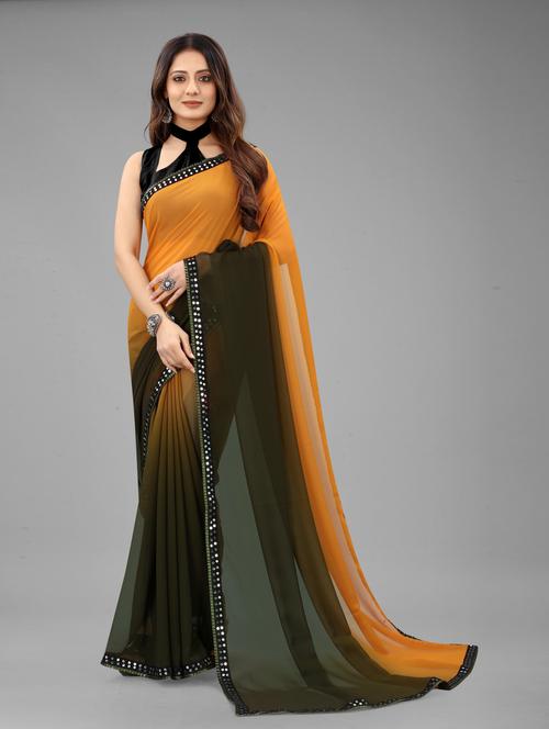 ombre printed saree with blouse - 20195527 - Very Small Image - 1