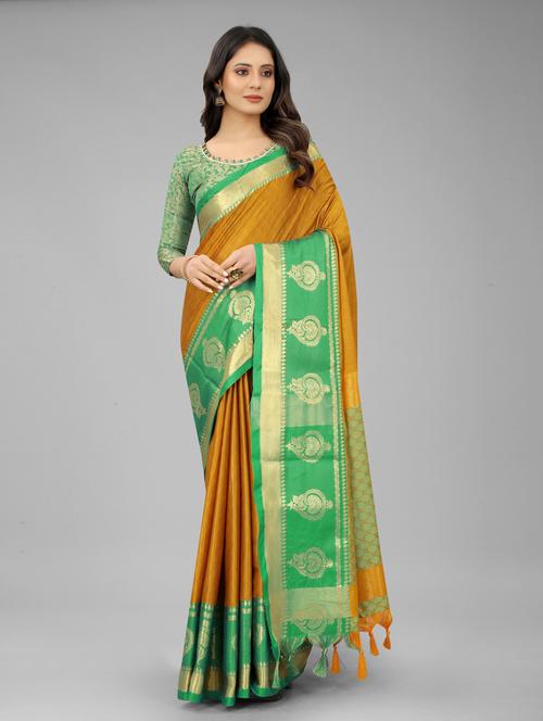 self design kanjivaram saree with blouse - 20195846 - Very Small Image - 1