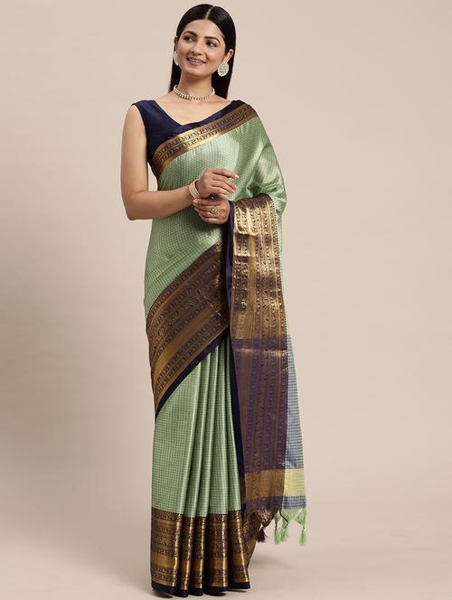 light green self design woven saree - 20195987 - Very Small Image - 1
