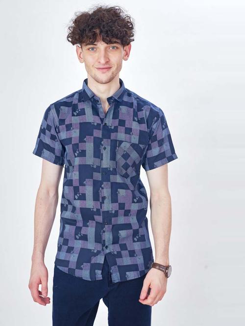 mens geometric casual shirt - 20196154 - Very Small Image - 1