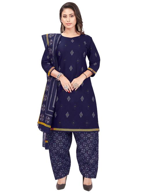printed unstitched salwar suit set - 20196924 - Very Small Image - 1