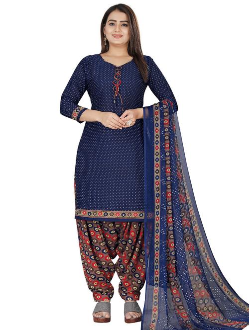 printed unstitched salwar suit set - 20196927 - Very Small Image - 1
