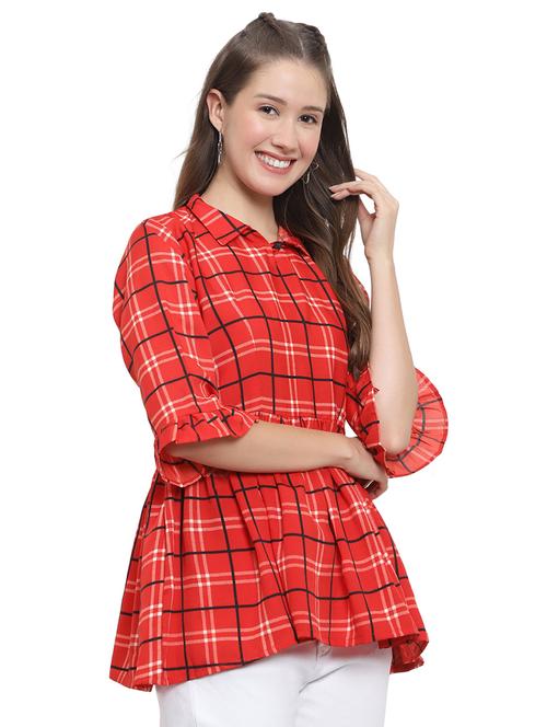 orange crepe regular top - 20198385 - Very Small Image - 1