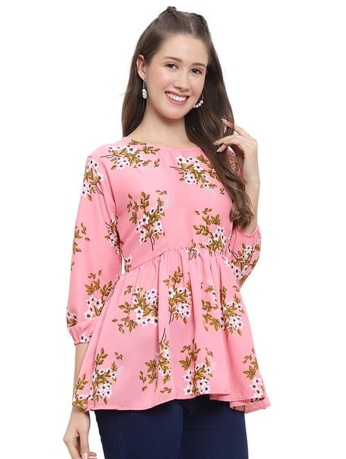 pink crepe regular top - 20198390 - Very Small Image - 1