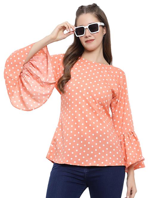 orange crepe regular top - 20198396 - Very Small Image - 1