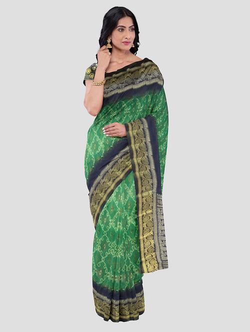 women's bandhani sea green colored saree with blouse - 20200114 - Very Small Image - 1