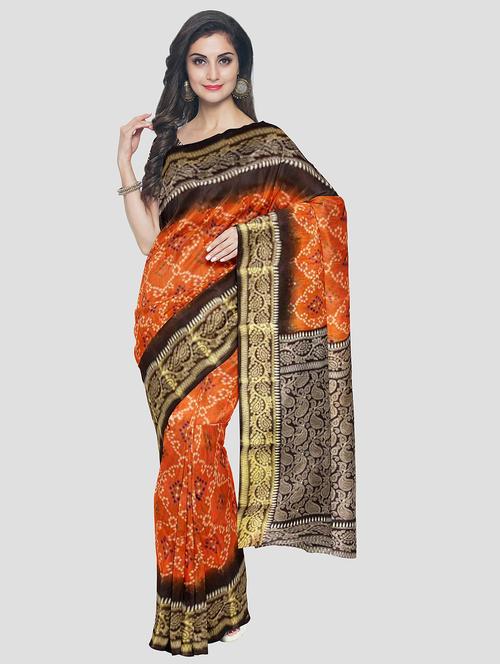 women's bandhani orange colored saree with blouse - 20200124 - Very Small Image - 1