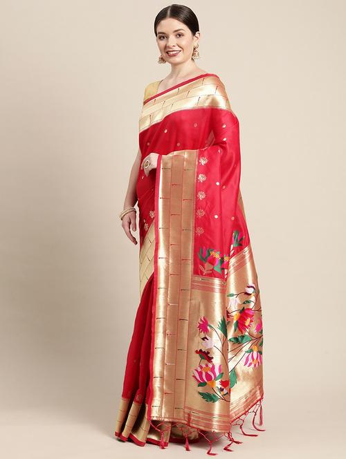 pink silk blend banarasi saree with blouse - 20200892 - Very Small Image - 1