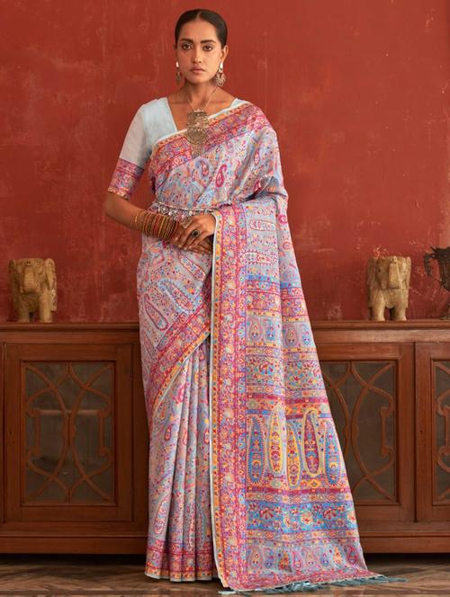 multi color woven saree with blouse - 20201043 - Very Small Image - 1