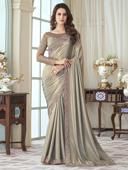 cream silk blend saree - 20202025 - Very Small Image - 1