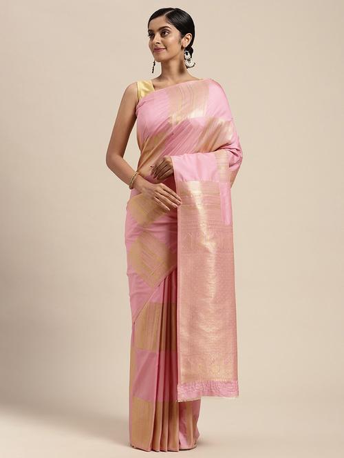 pink cotton silk banarasi saree with blouse - 20202178 - Very Small Image - 1