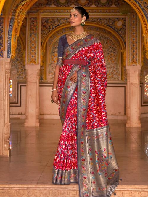 red patola saree with blouse - 20202222 - Very Small Image - 1