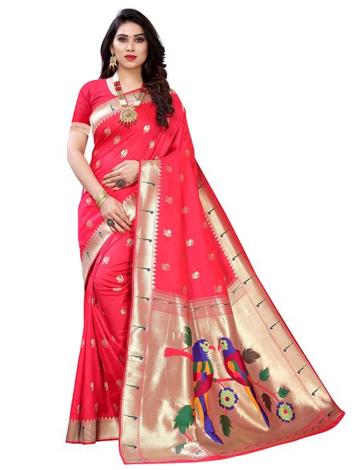 pink art silk saree with blouse - 20202236 - Very Small Image - 1