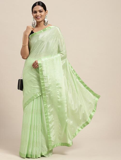 light green art silk saree with blouse - 20202246 - Very Small Image - 1