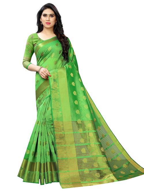 light green art silk saree with blouse - 20202319 - Very Small Image - 1
