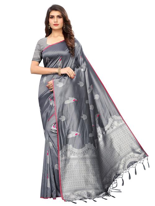 grey art silk saree - 20202369 - Very Small Image - 1
