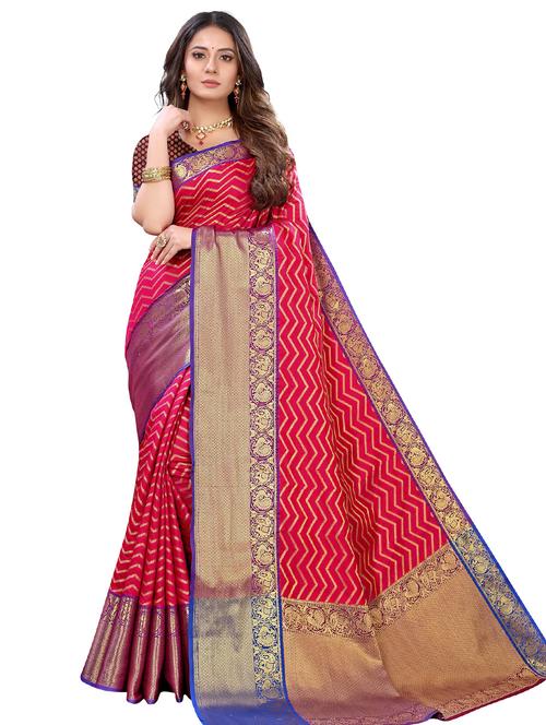 red art silk saree - 20202489 - Very Small Image - 1