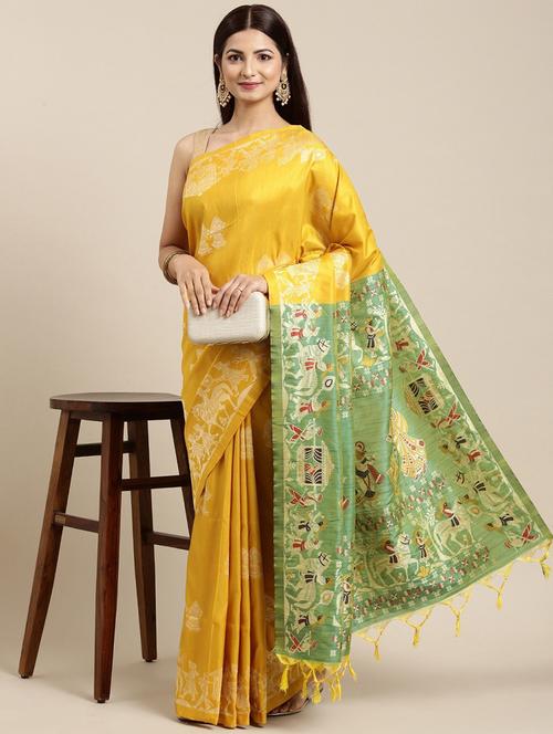 yellow banarasi saree - 20202570 - Very Small Image - 1