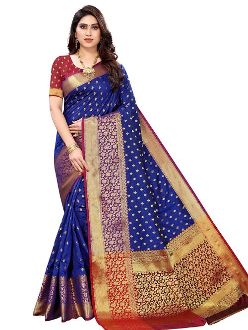 blue banarasi saree - 20202626 - Very Small Image - 1