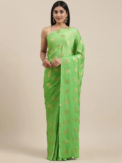 green self design printed saree - 20202869 - Very Small Image - 1