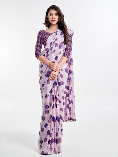 purple printed georgette saree - 20202887 - Very Small Image - 1