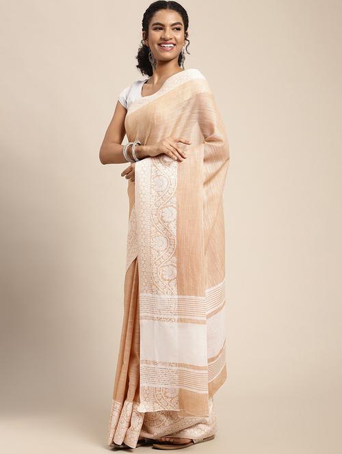 peach self design woven saree with blouse - 20203013 - Very Small Image - 1