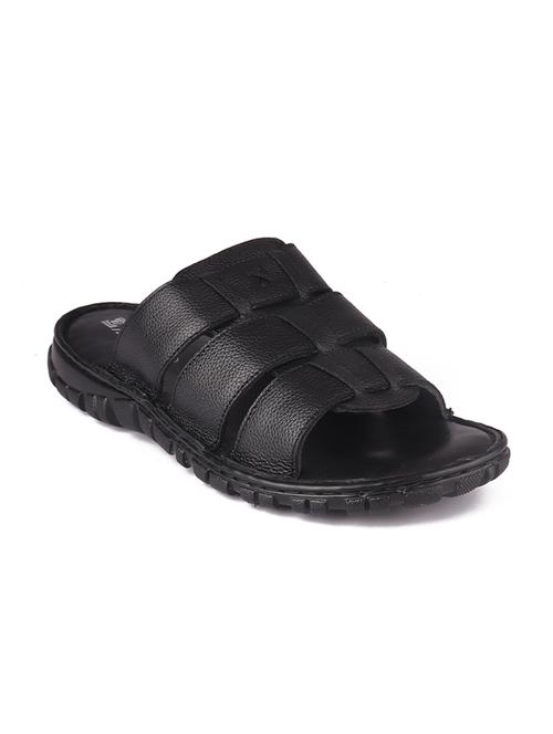 black leather slip on slippers - 20203230 - Very Small Image - 1
