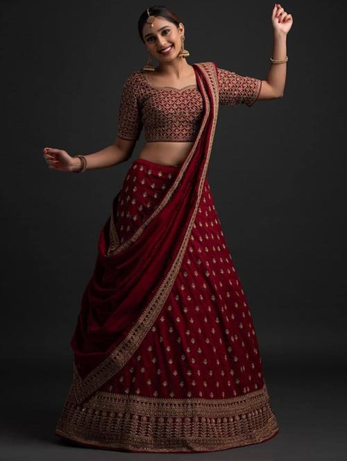 embroidered lehenga choli with dupatta set - 20203293 - Very Small Image - 1