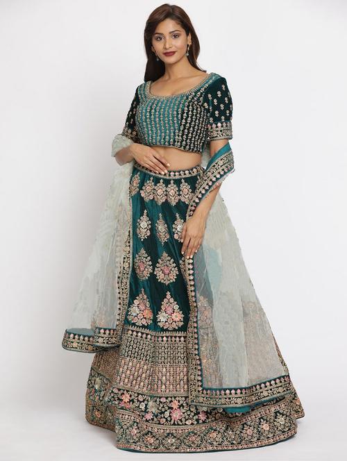 embroidered lehenga choli with dupatta set - 20203302 - Very Small Image - 1