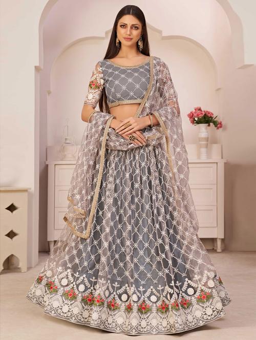 embroidered lehenga choli with dupatta set - 20203311 - Very Small Image - 1