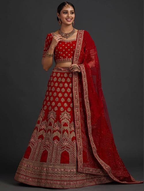 embroidered lehenga choli with dupatta set - 20203313 - Very Small Image - 1