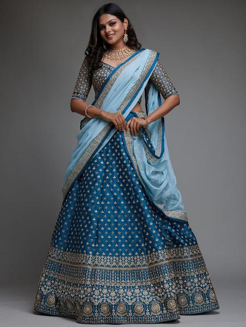 embroidered lehenga choli with dupatta set - 20203318 - Very Small Image - 1
