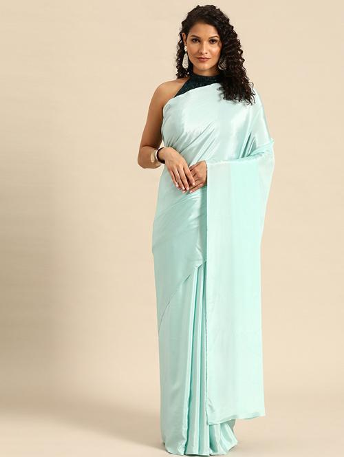 light blue solid plain saree - 20203893 - Very Small Image - 1
