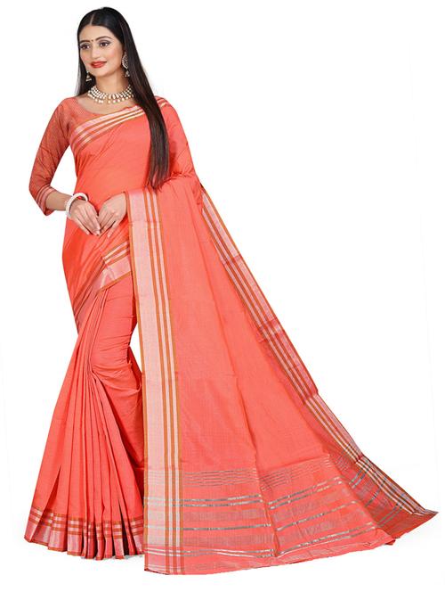 orange stripes woven saree - 20203922 - Very Small Image - 1