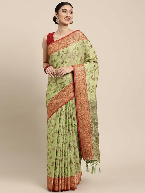 light green printed organza saree with blouse - 20204021 - Very Small Image - 1