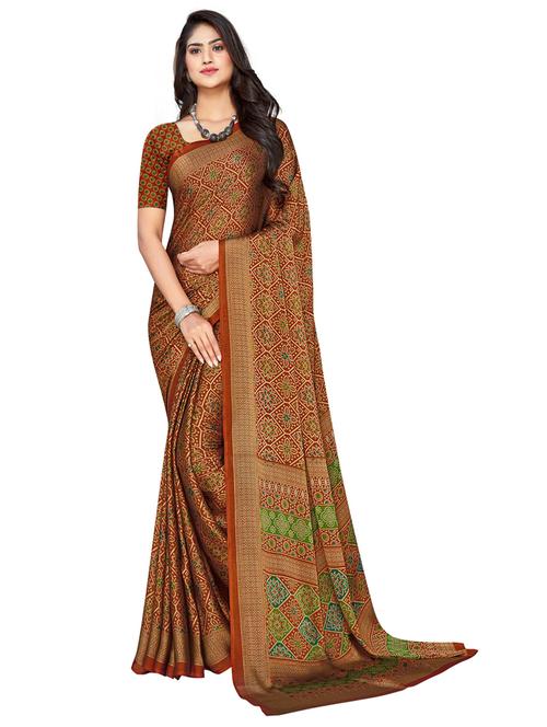 printed saree with blouse - 20204082 - Very Small Image - 1