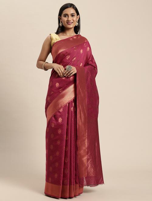 pink banarasi saree with blouse - 20204134 - Very Small Image - 1